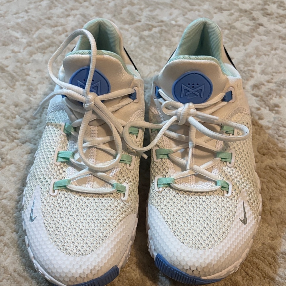 Nike White and Light Blue Athletic Shoes